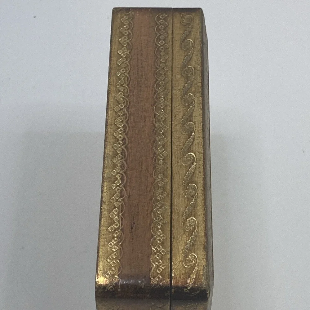 Vtg Handmade Italy Gold Leaf Wood Trinket‎ Box Franceso Boucher 